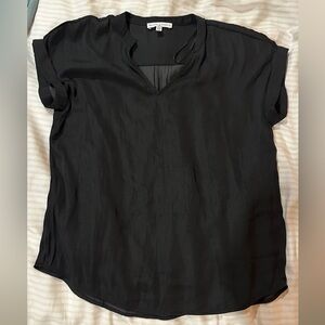 Maison d’Amélie - Black V-Neck Short Sleeve Blouse - XS